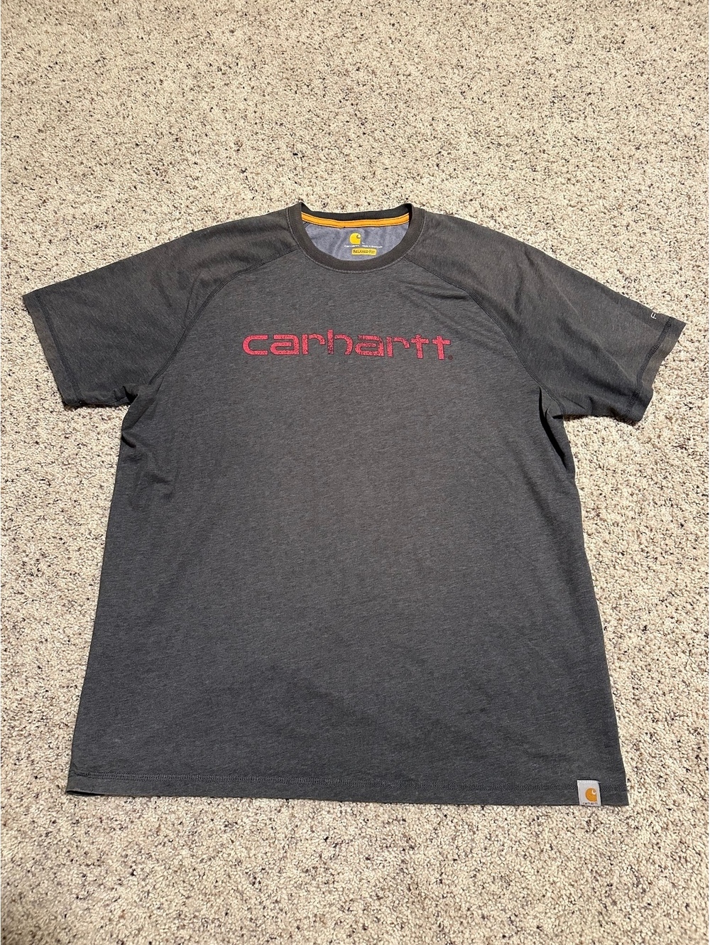 Carhartt Relaxed Fit Men's T-Shirt Large Gray with Red Logo